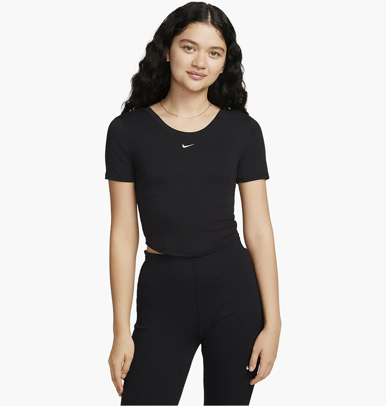 Футболка жіноча Nike Sportswear Chill Knit Tight Scoop-Back Short-Sleeve Mini-Rib Top Black FN3664-010