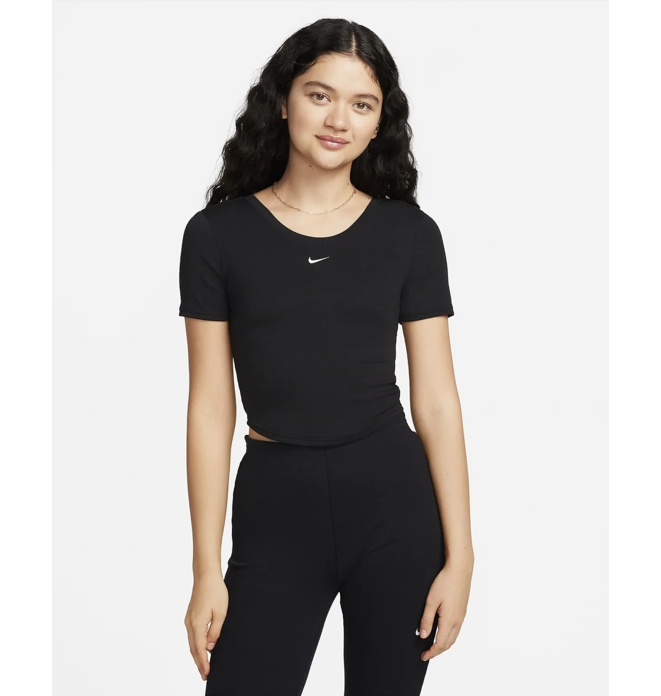 Футболка жіноча Nike Sportswear Chill Knit Tight Scoop-Back Short-Sleeve Mini-Rib Top Black FN3664-010