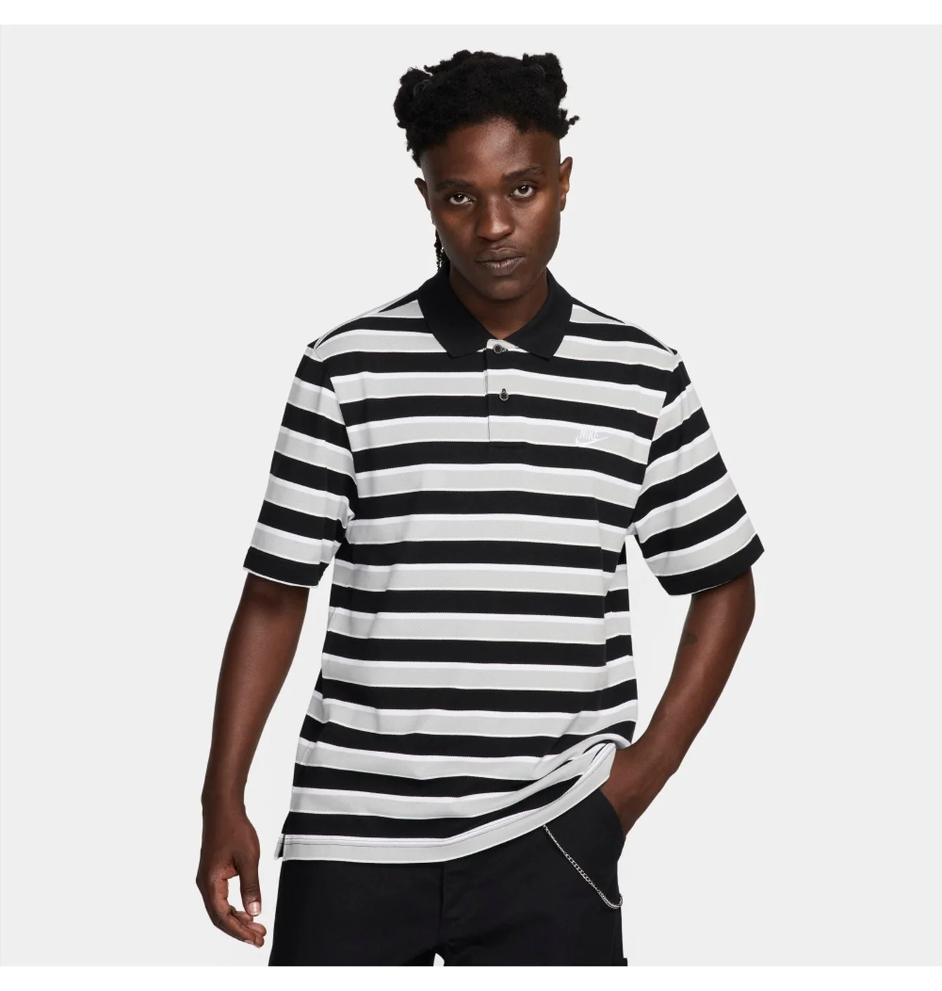 Поло чоловіче Nike Club Striped Polo Shirt Black/White FN3896-010