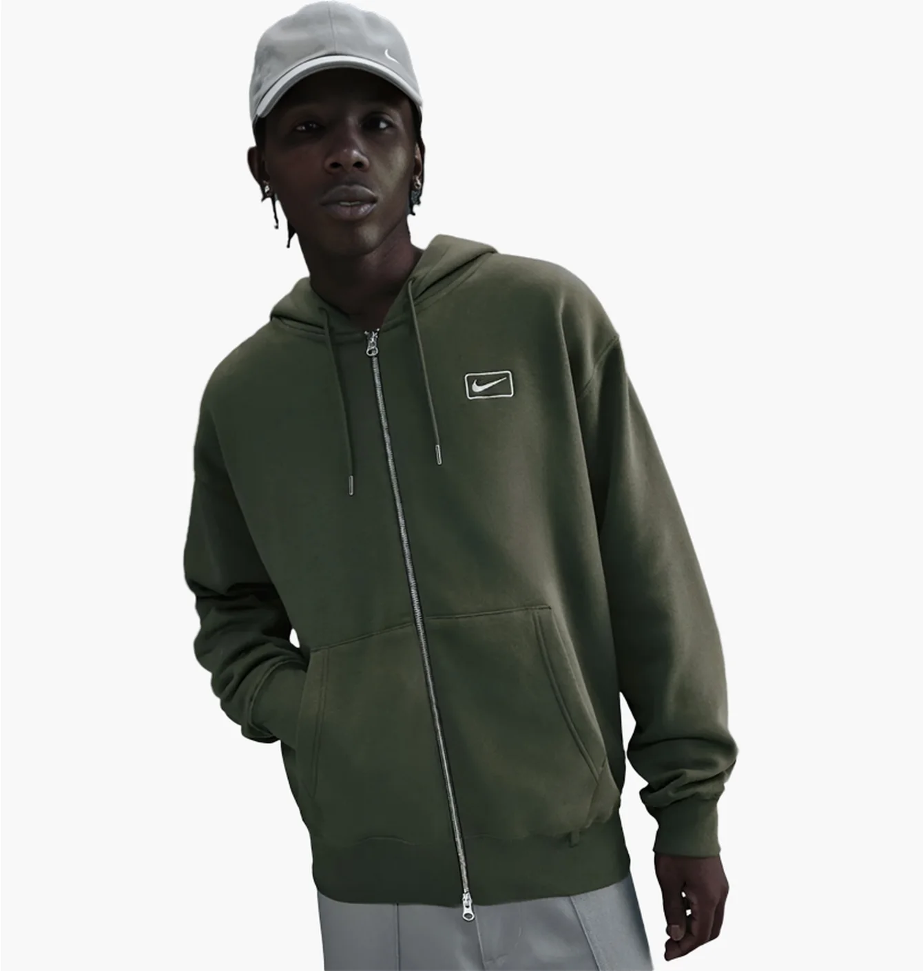 Толстовка чоловіча Nike Swoosh Box Graphic Full-Zip Olive IQ2770-325