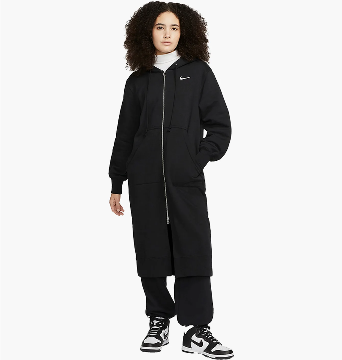Толстовка жіноча Nike Sportswear Phoenix Fleece Oversized Long Full-Zip Hoodie Black DQ5745-010