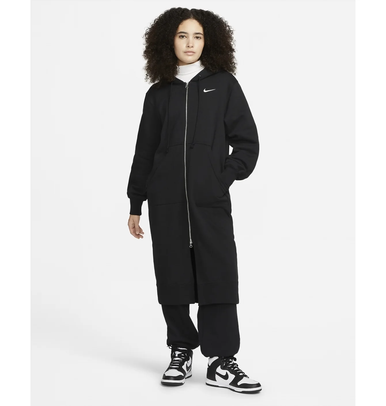 Толстовка жіноча Nike Sportswear Phoenix Fleece Oversized Long Full-Zip Hoodie Black DQ5745-010