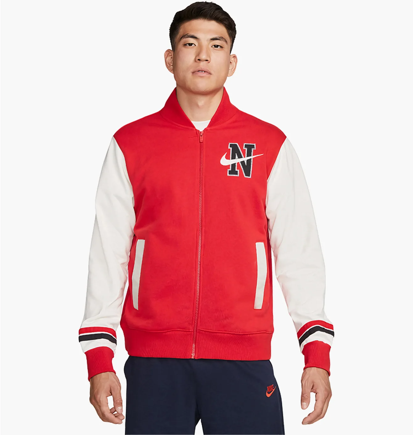 Бомбер чоловічий Nike Retro Varsity Red/White DZ2551-657