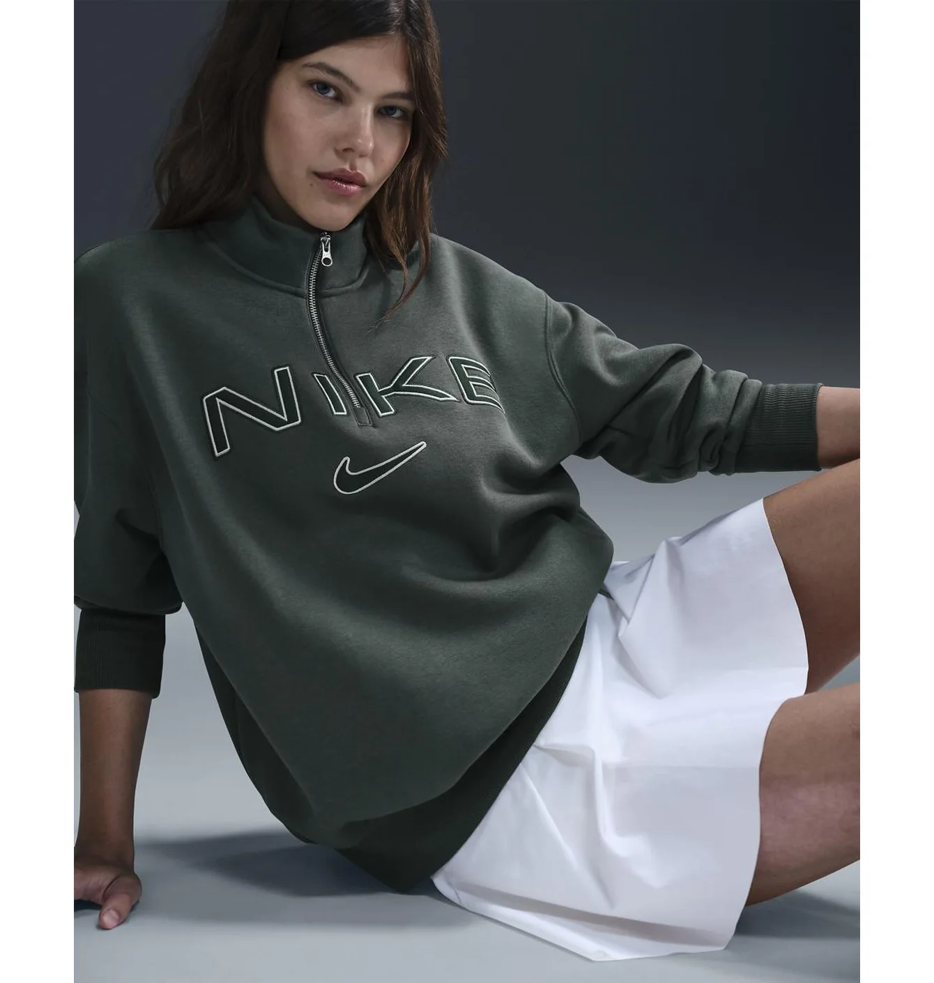 Кофта жіноча Nike Sportswear Phoenix Fleeceoversized 1/4-Zip Logo Top Green FV7679-338