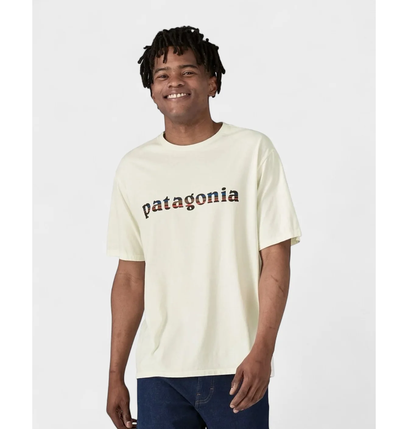 Футболка чоловіча Patagonia 73 Text Logo Organic Beige BCW37776
