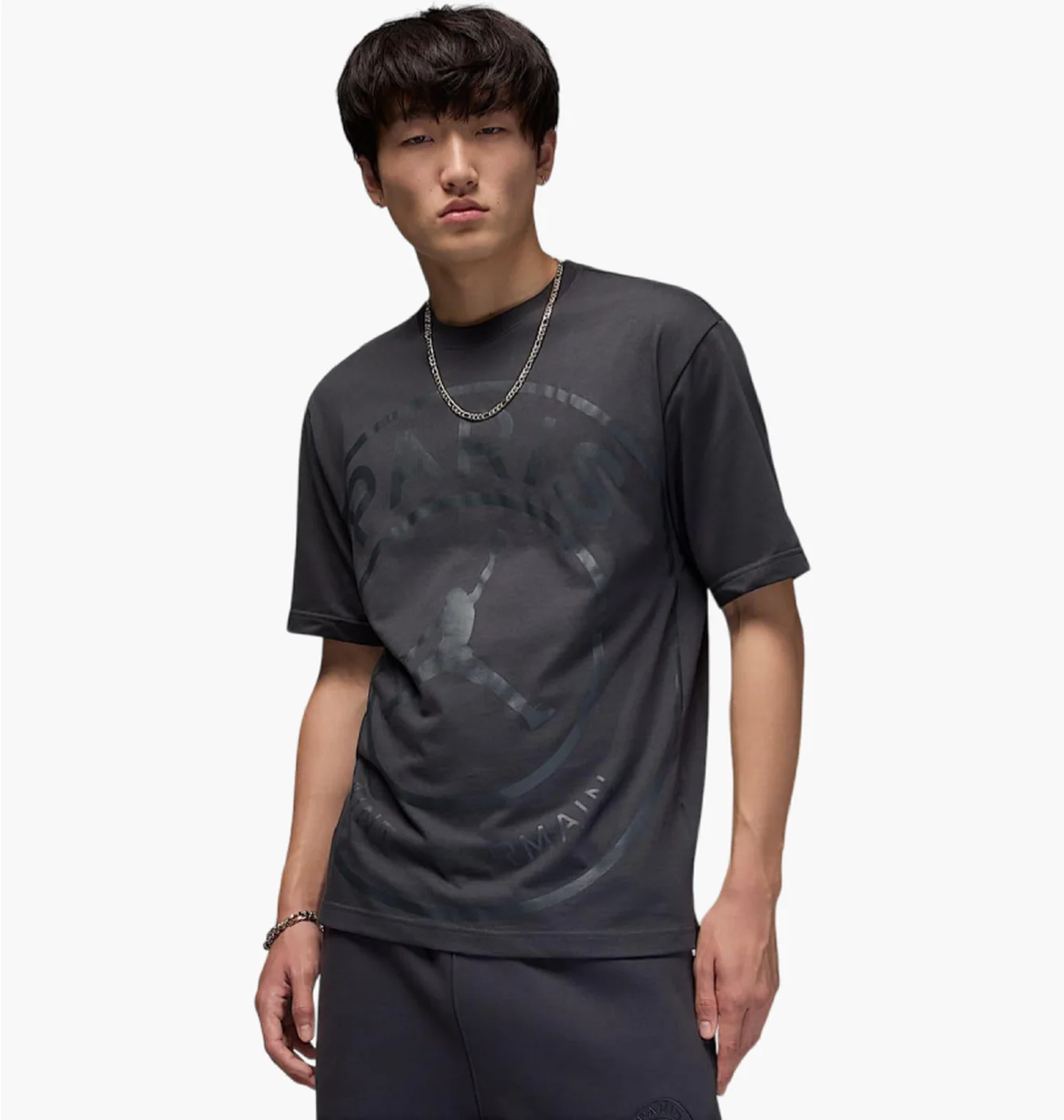 Футболка чоловіча Air Jordan Psg Ss Logo Grey HV3411-060