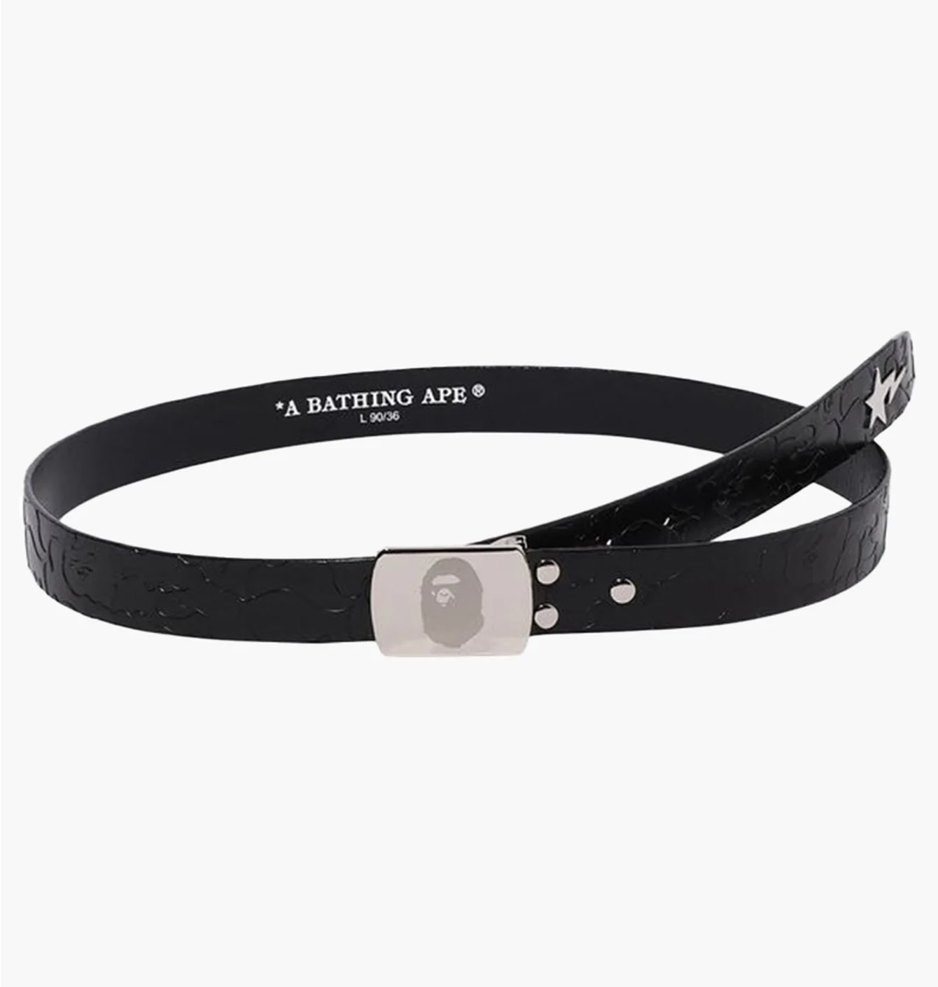 Ремінь чоловічий A Bathing Ape Neon Camo Narrow Leather Belt Black 001BTK301003M
