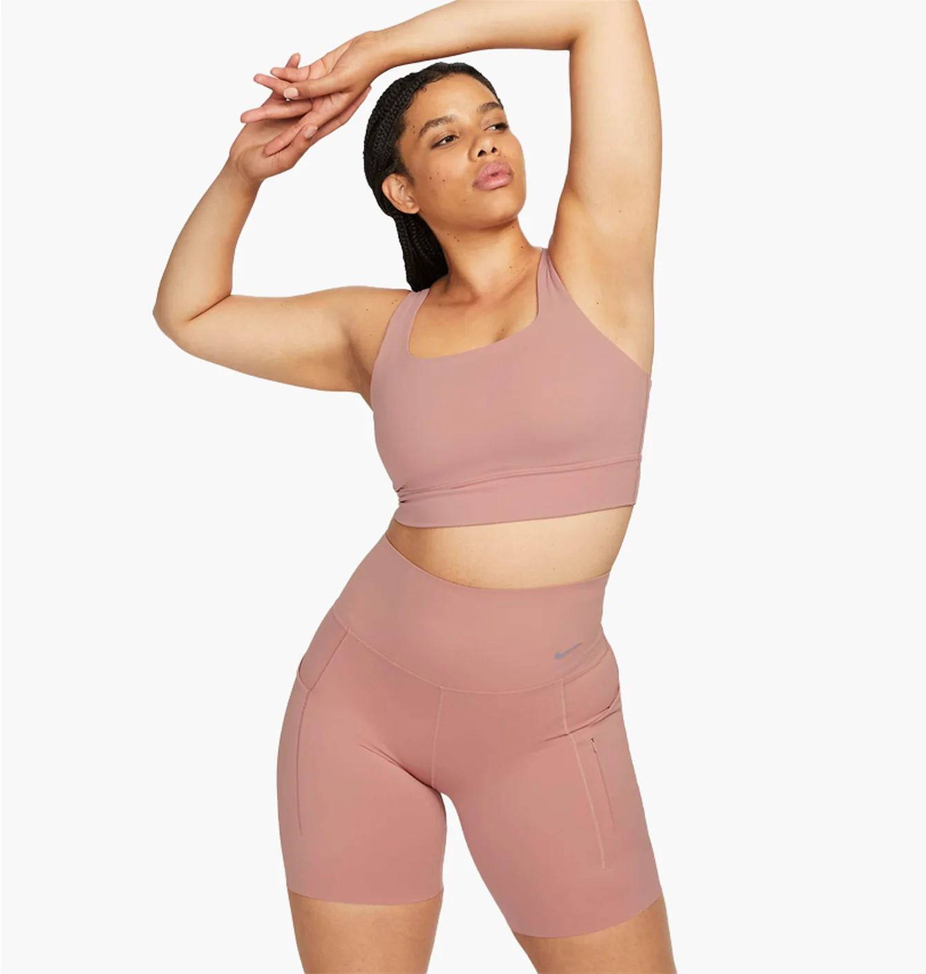 Топ жіночий Nike Go WomenS Firm-Support High-Waisted 8 Biker Shorts With Pockets Peach DQ5923-618