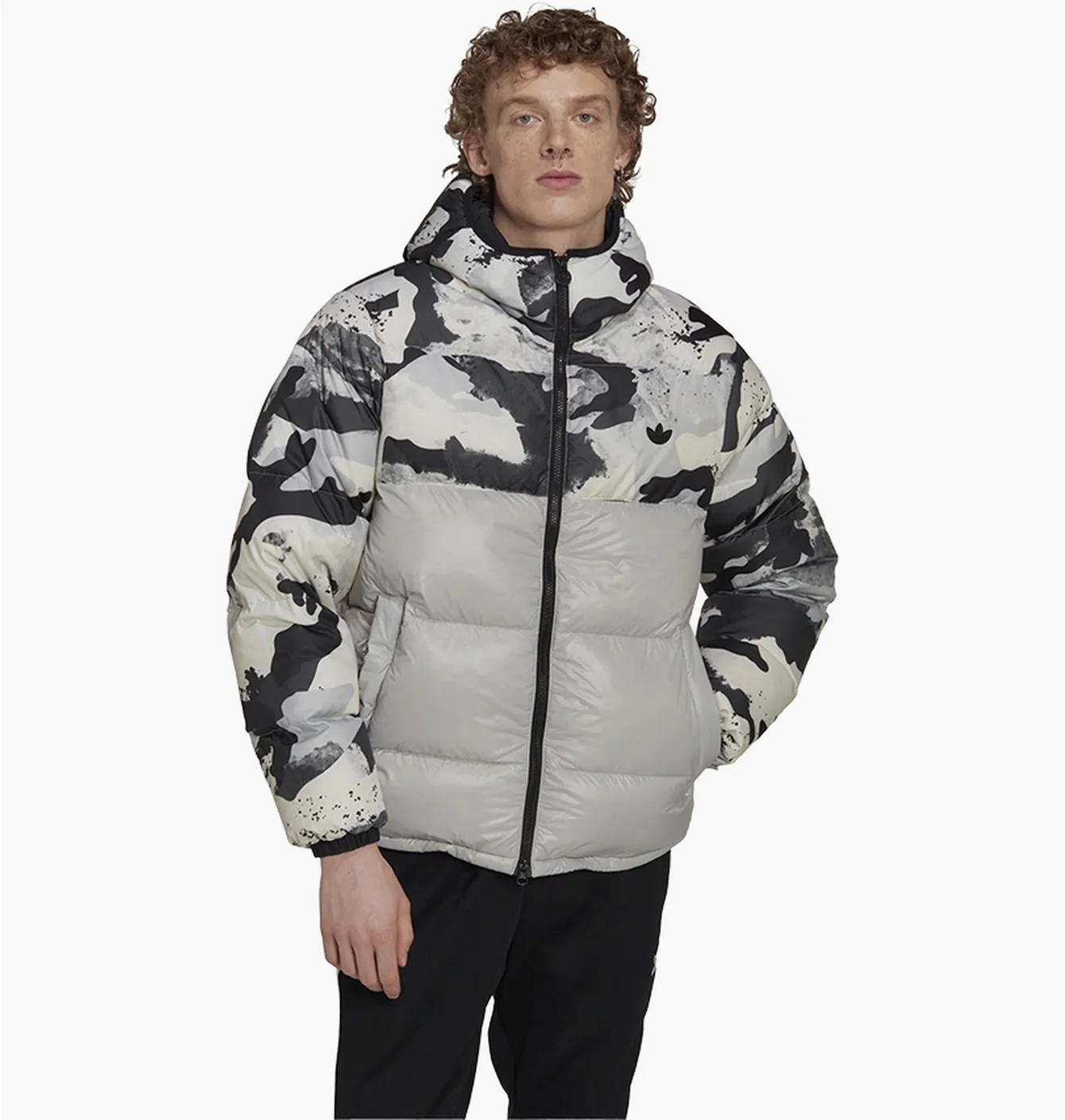 Пуховик чоловічий Adidas Down Regen Camo Hooded Puffer Jacket Grey HK5030