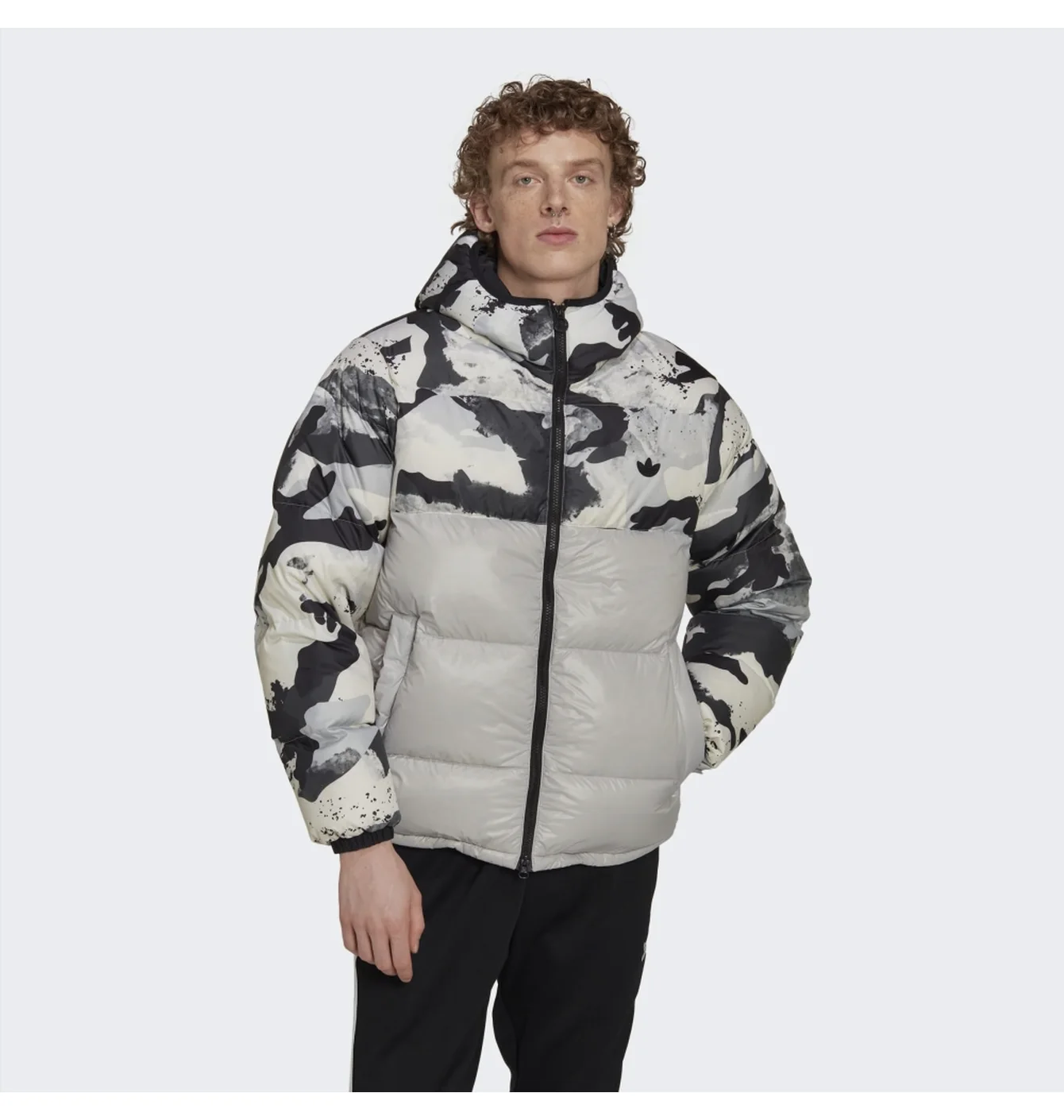 Пуховик чоловічий Adidas Down Regen Camo Hooded Puffer Jacket Grey HK5030