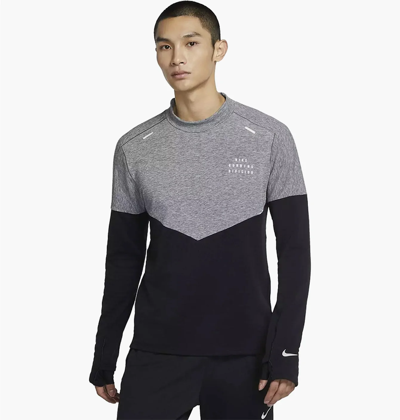 Лонгслів чоловічий Nike Therma Fit Run Division Sphere Grey/Black DV8110-010