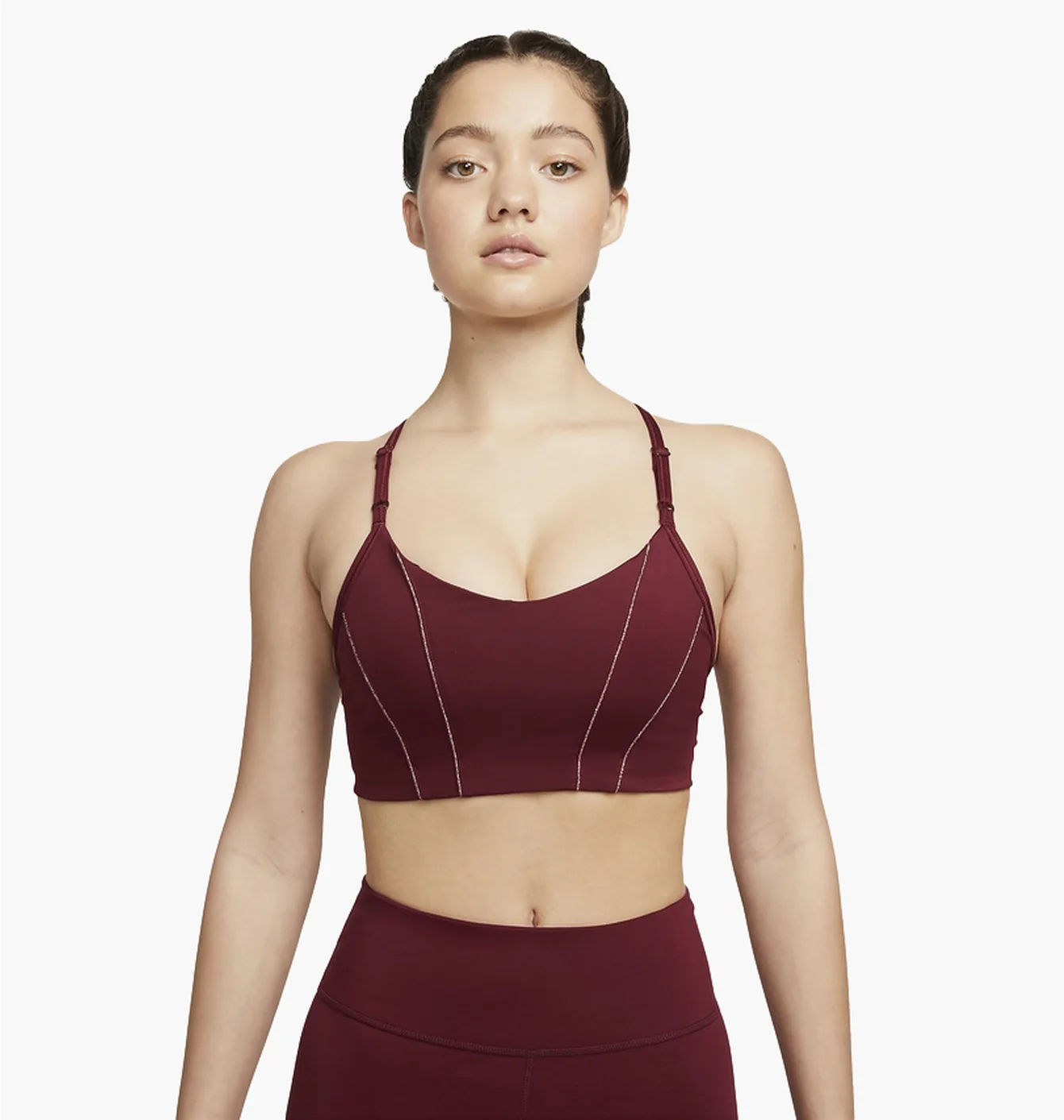 Топ жіночий Nike Womens Light-Support Padded Metallic Tape Sports Bra Bordo Dd1407-638
