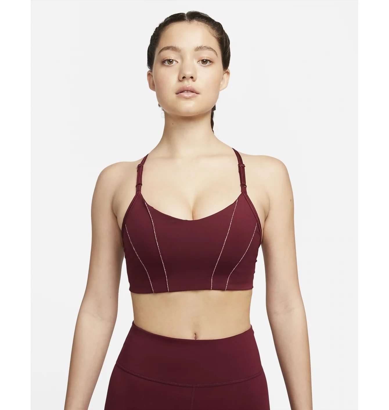 Топ жіночий Nike Womens Light-Support Padded Metallic Tape Sports Bra Bordo Dd1407-638