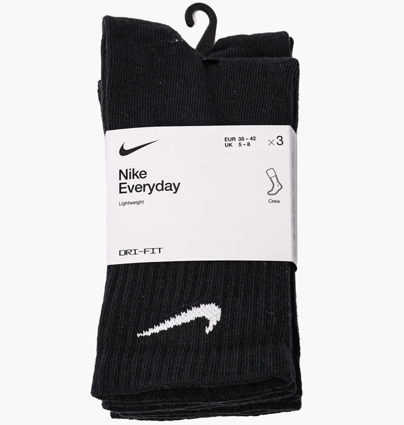 Шкарпетки унісекс Nike U EVERYDAY LTWT CREW (3 пари, неутеплені) Black SX7676-010