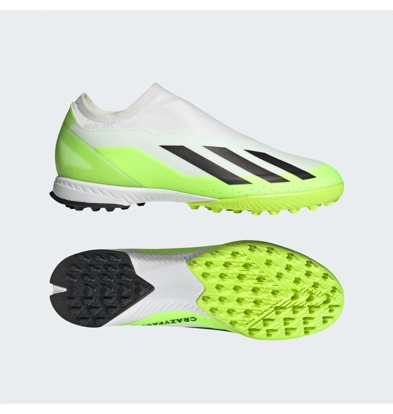 Сороконіжки унісекс Adidas X Crazyfast.3 Laceless Turf Shoes White/Green ID9346