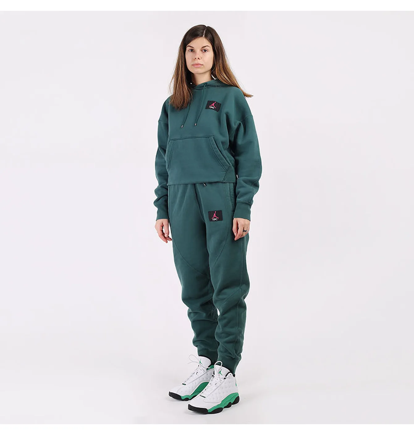 Худі жіноче Air Jordan Flight Womens Fleece Pullover Hoodie Dark Green CV7737-300