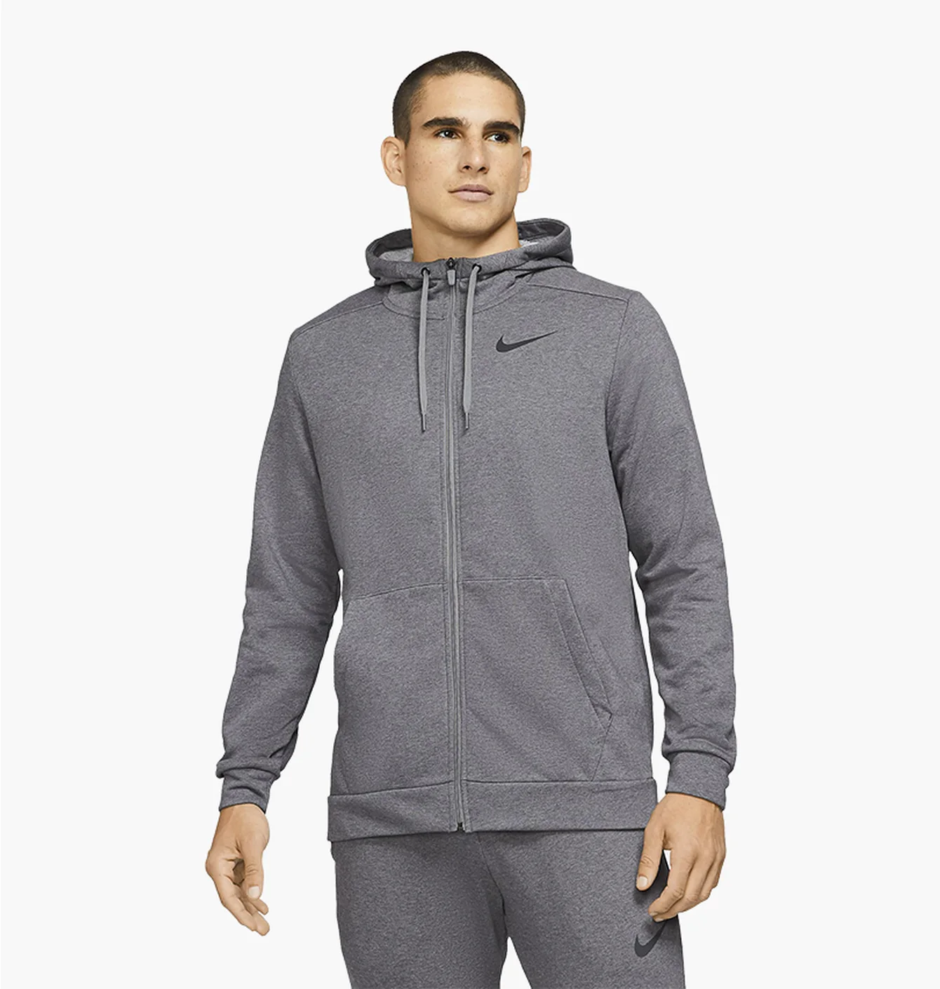 Толстовка чоловіча Nike Dry Men's Dri-FIT Hooded Fitness Full-Zip Grey CZ6376-071