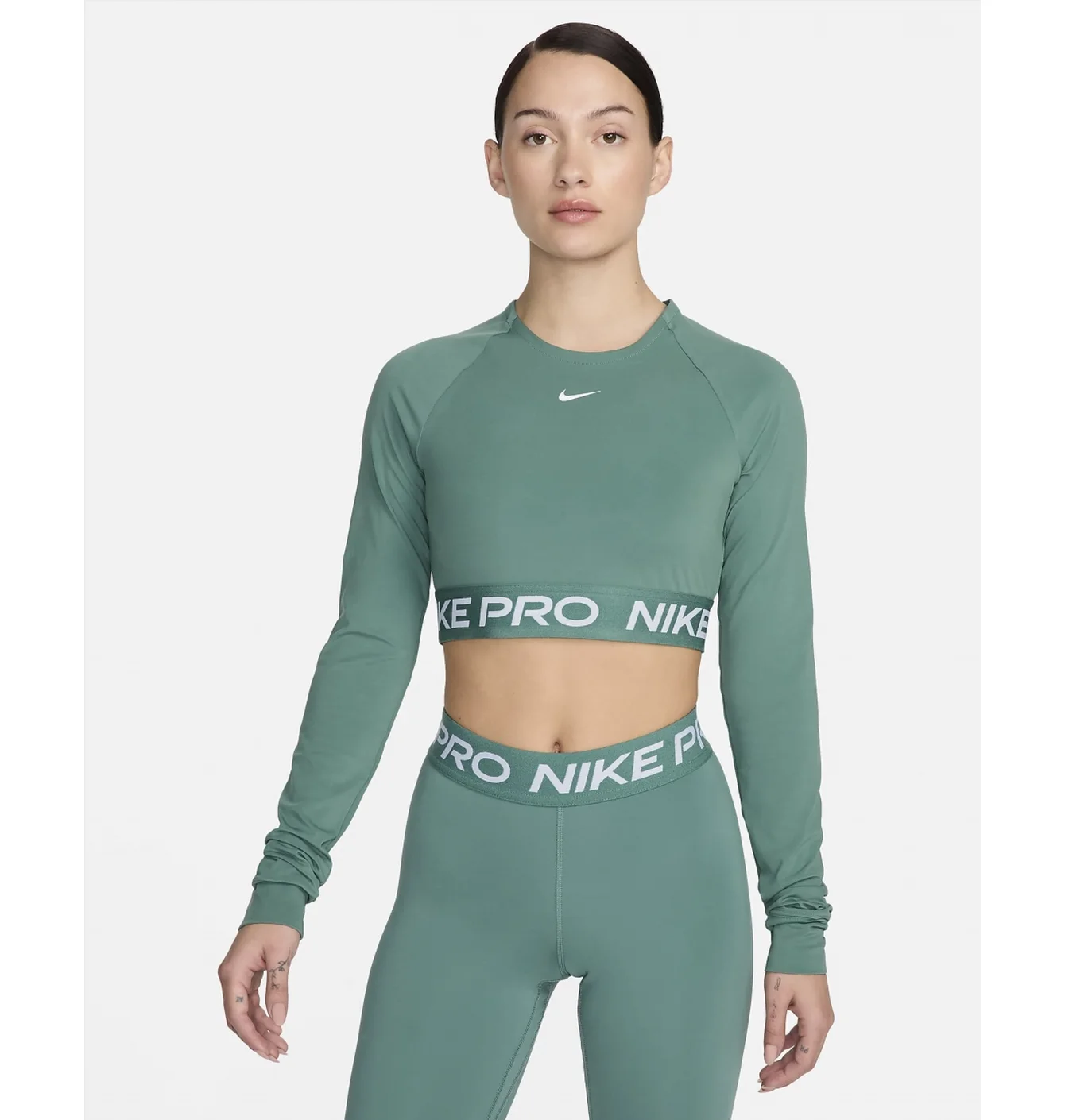 Лонгслів жіночий Nike Pro Dri-Fit Cropped Long-Sleeve Top Green FV5484-361