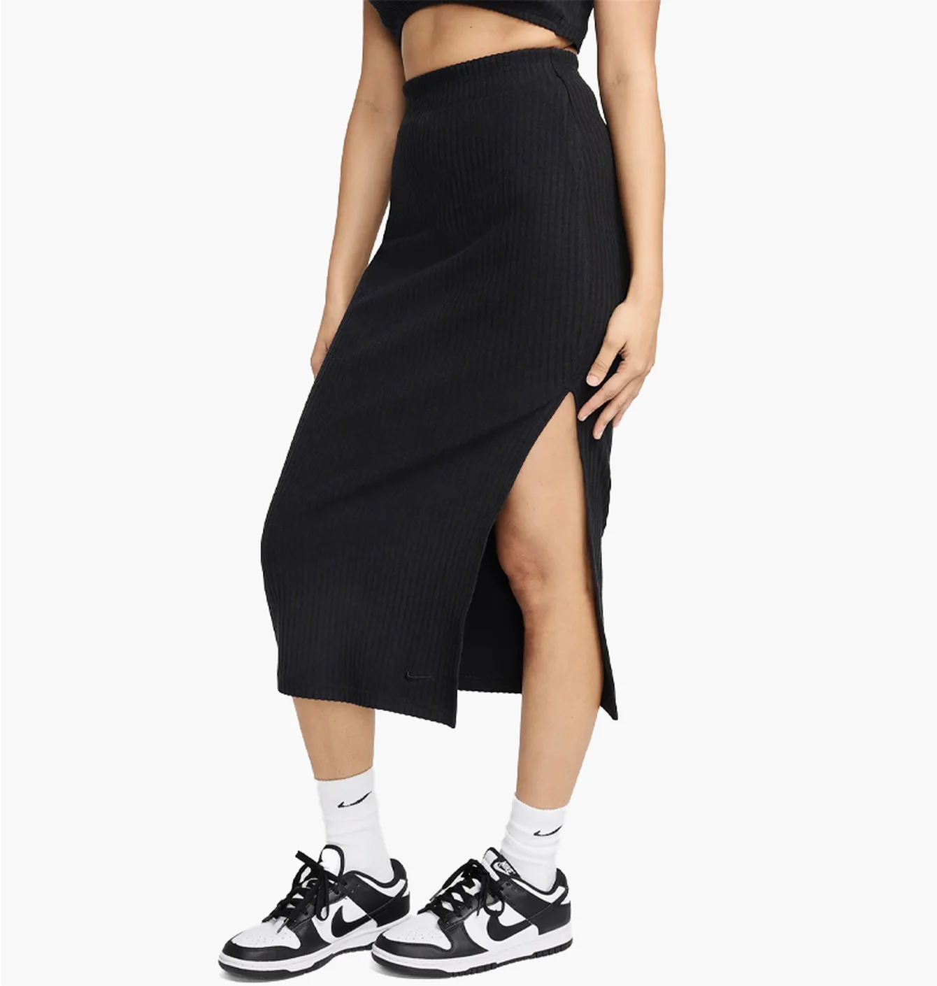 Спідниця жіноча Nike W Nsw Nk Chll Knt Rib Md Skirt Black FQ1636-010