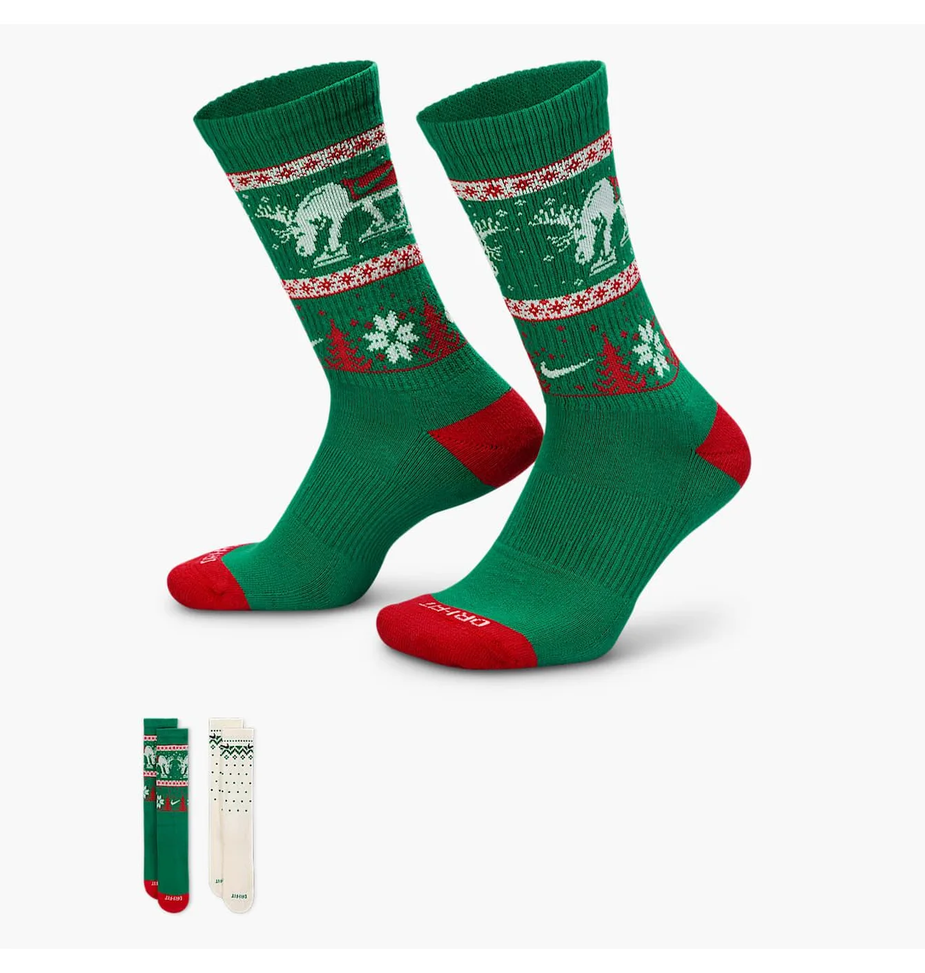 Шкарпетки Nike Everyday Plush Cushioned Winter Wonderland (2 пари) Green/White HV6939-901