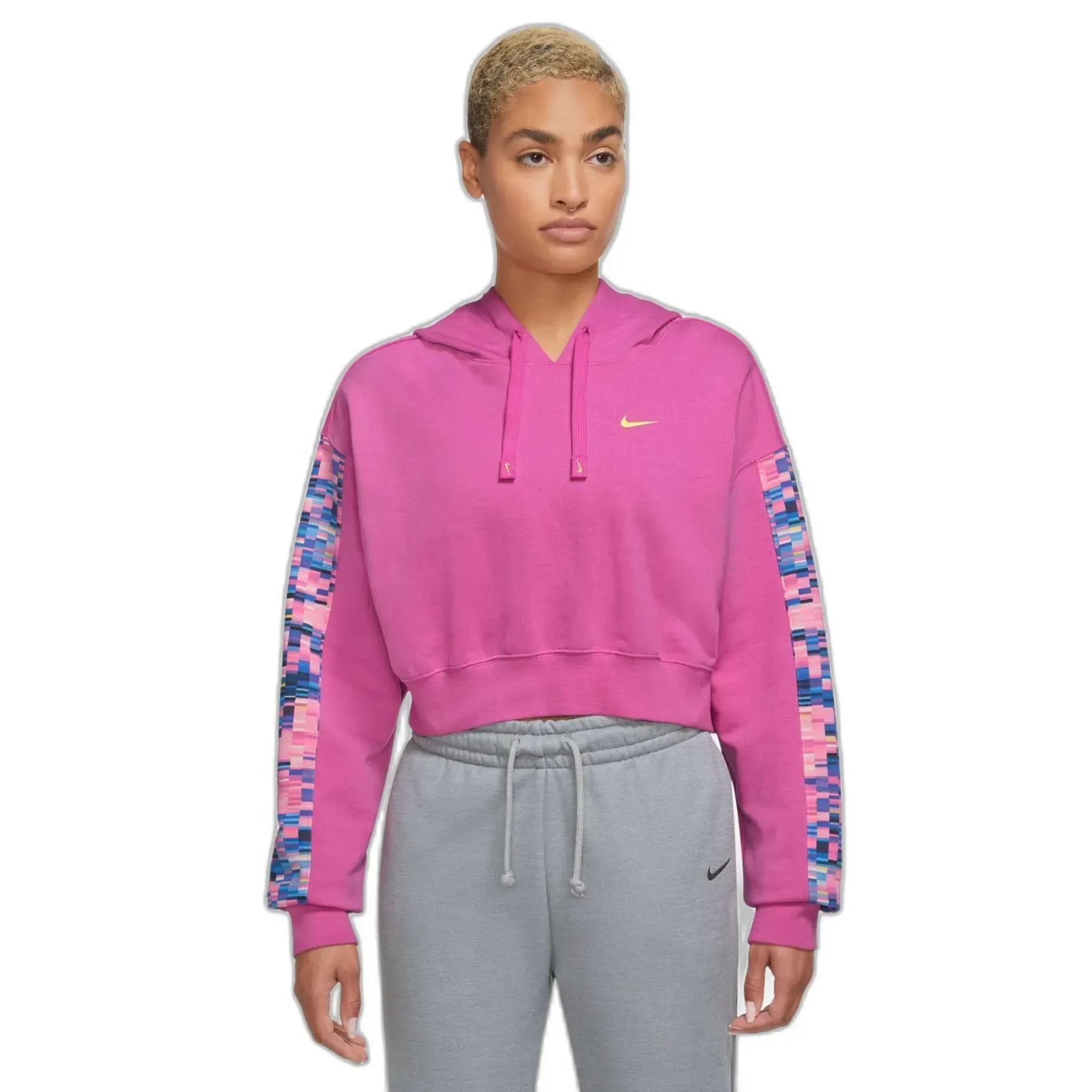 Кофта жіночі Nike Dri-Fit Gt Fit Hoodie Pro Allover Print Kadın Pembe Sweatshirt (DX0040-623)