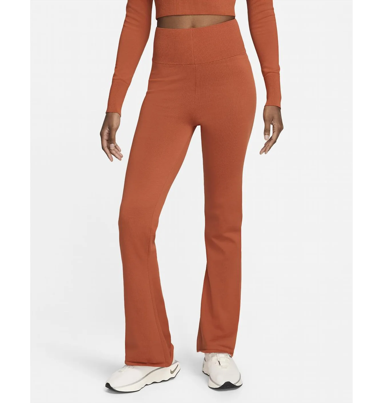 Штани жіночі Nike Sportswear Chill Knit Tight High-Waisted Sweater Flared Pants Orange FN4685-825
