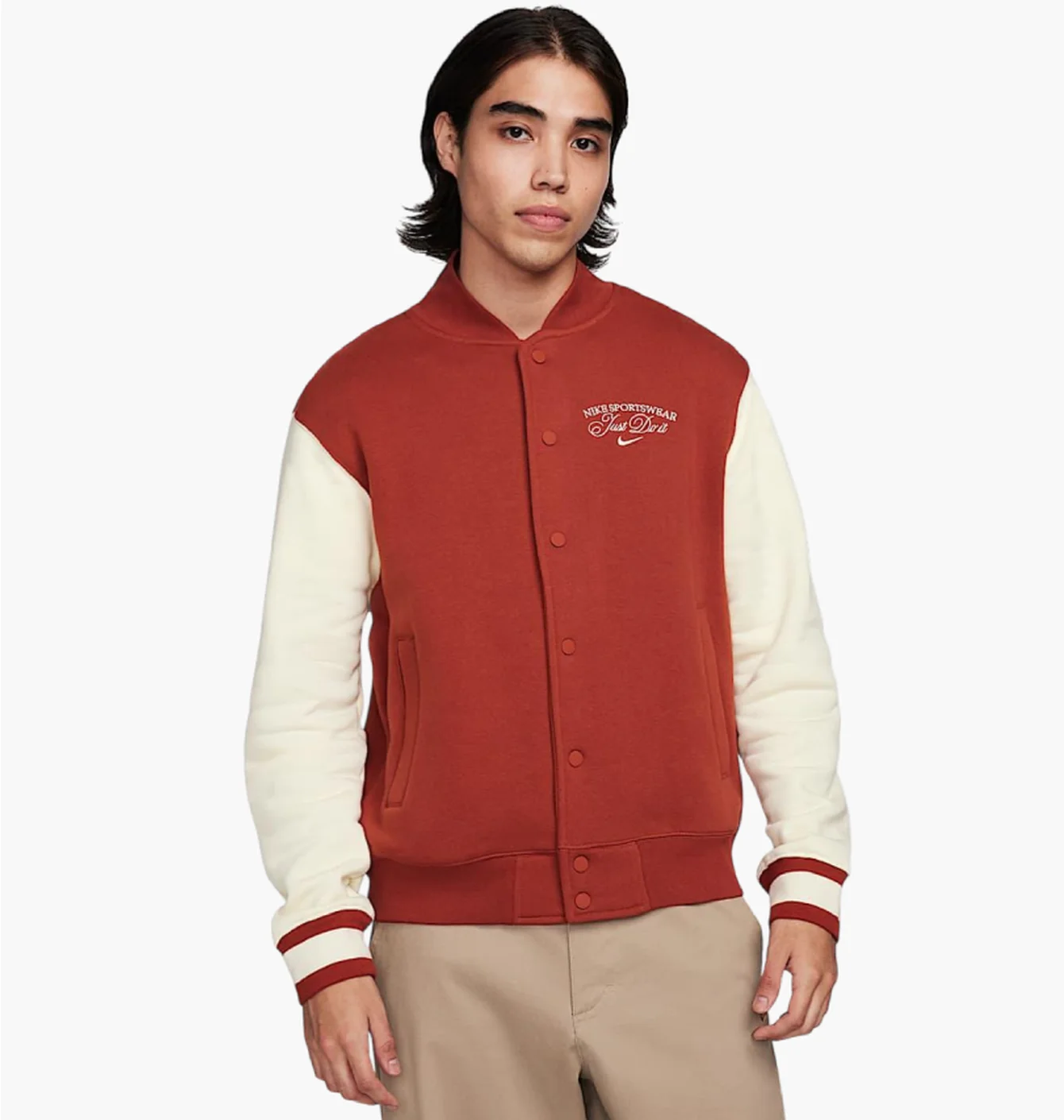 Бомбер чоловічий Nike Nsw Trend Varsity Jkt Flc Red HF0676-832
