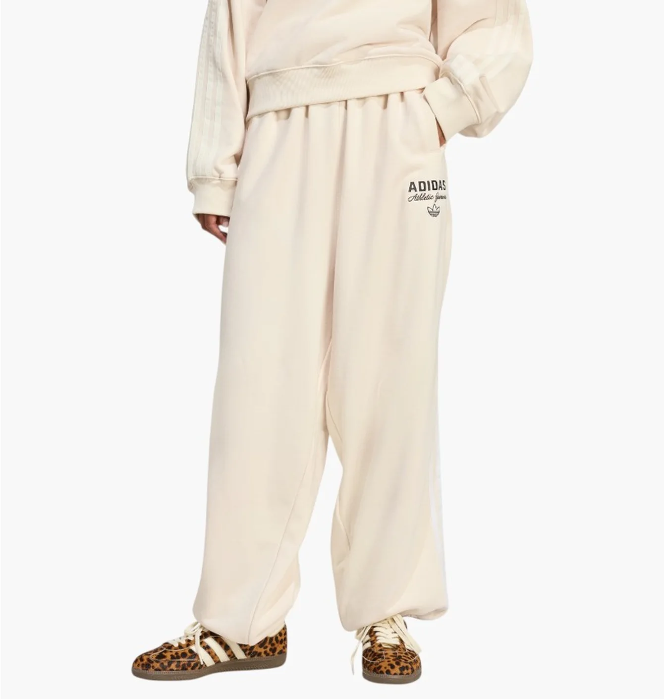Штани жіночі Adidas Athl Dept Loose Graphic Sweat Beige KF2315