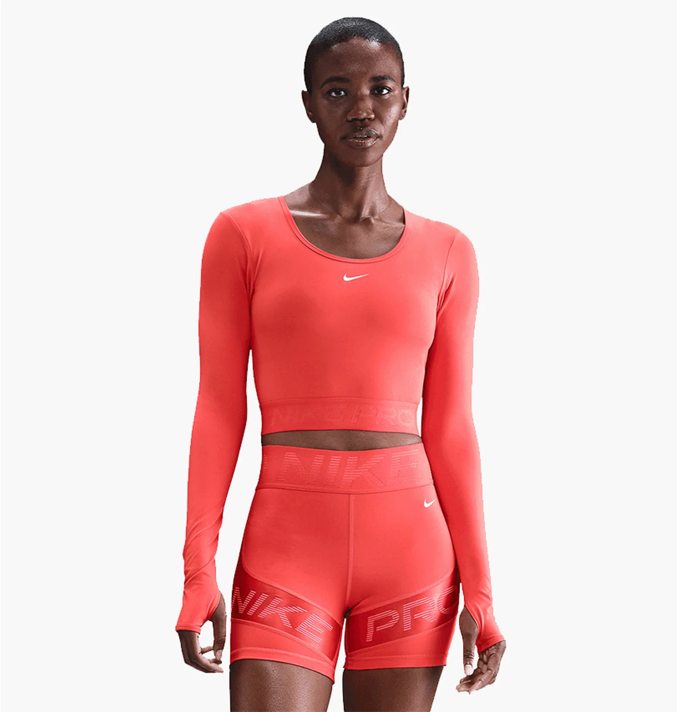 Лонгслів жіночий Nike Pro WomenS Dri- Fit Cropped Long- Sleeve Top Red HV9992-633