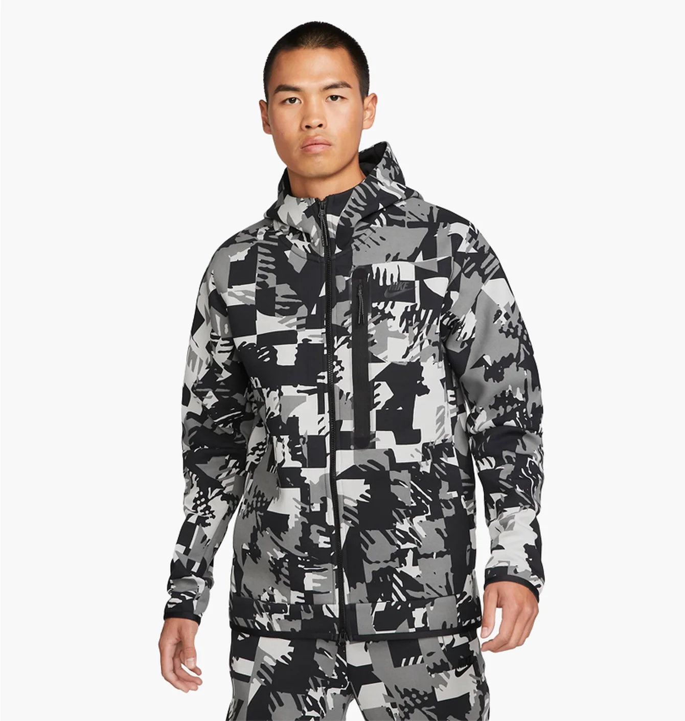 Толстовка чоловіча Nike Sportswear Tech Fleece MenS Full-Zip Hoodie Black/White DM6456-077