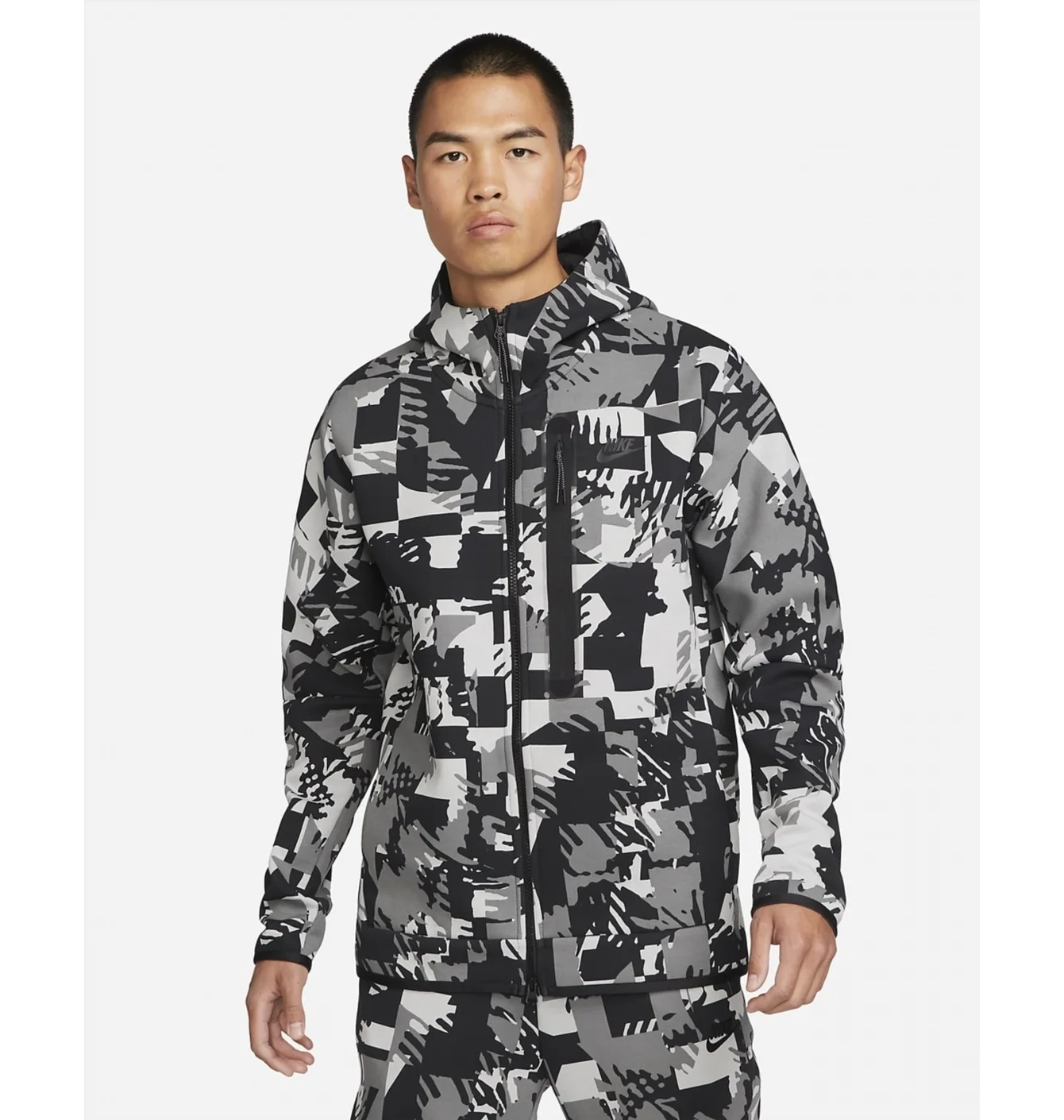 Толстовка чоловіча Nike Sportswear Tech Fleece MenS Full-Zip Hoodie Black/White DM6456-077