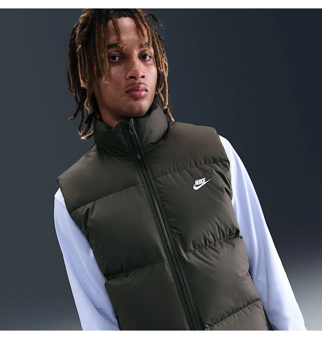 Жилетка чоловіча Nike Sportswear Club Sf Club Puffer Vest Olive IB2977-355