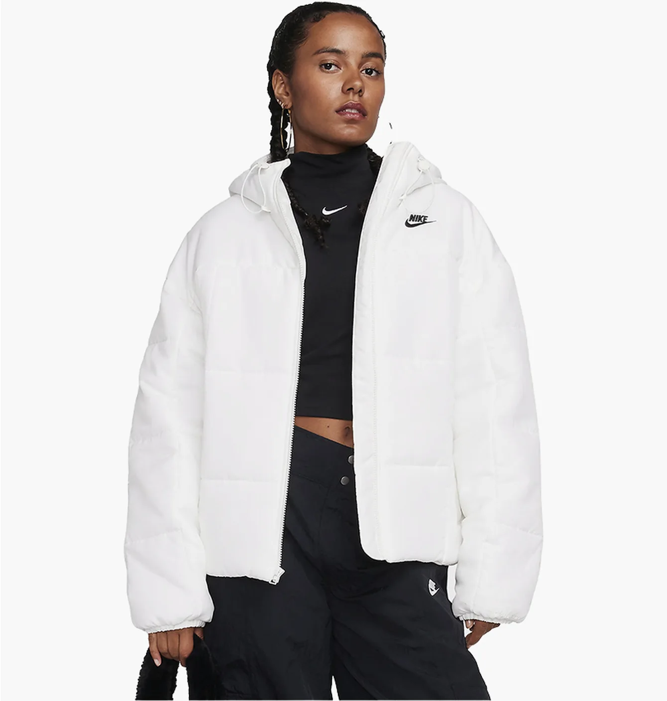 Куртка жіноча Nike Sportswear Classic Puffer Therma-Fit Loose Hooded Jacket White FB7672-133