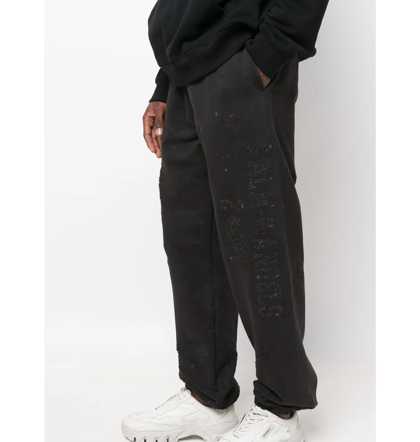 Штани чоловічі Palm Angels Logo Printed Drawstring Track Trousers Black PMCH011S22FLE007