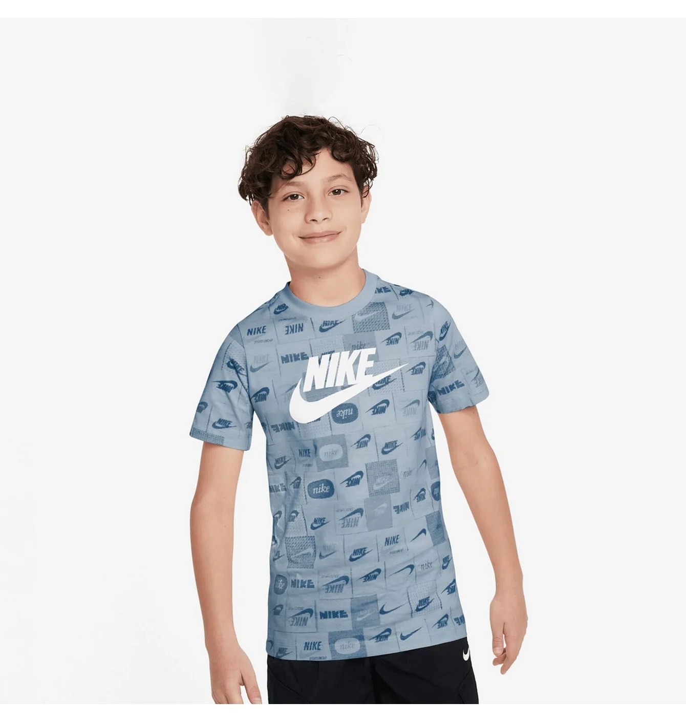 Футболка дитяча Nike Sportswear Club All Over Print T-Shirt High Brand Read Light Blue FN9609-440