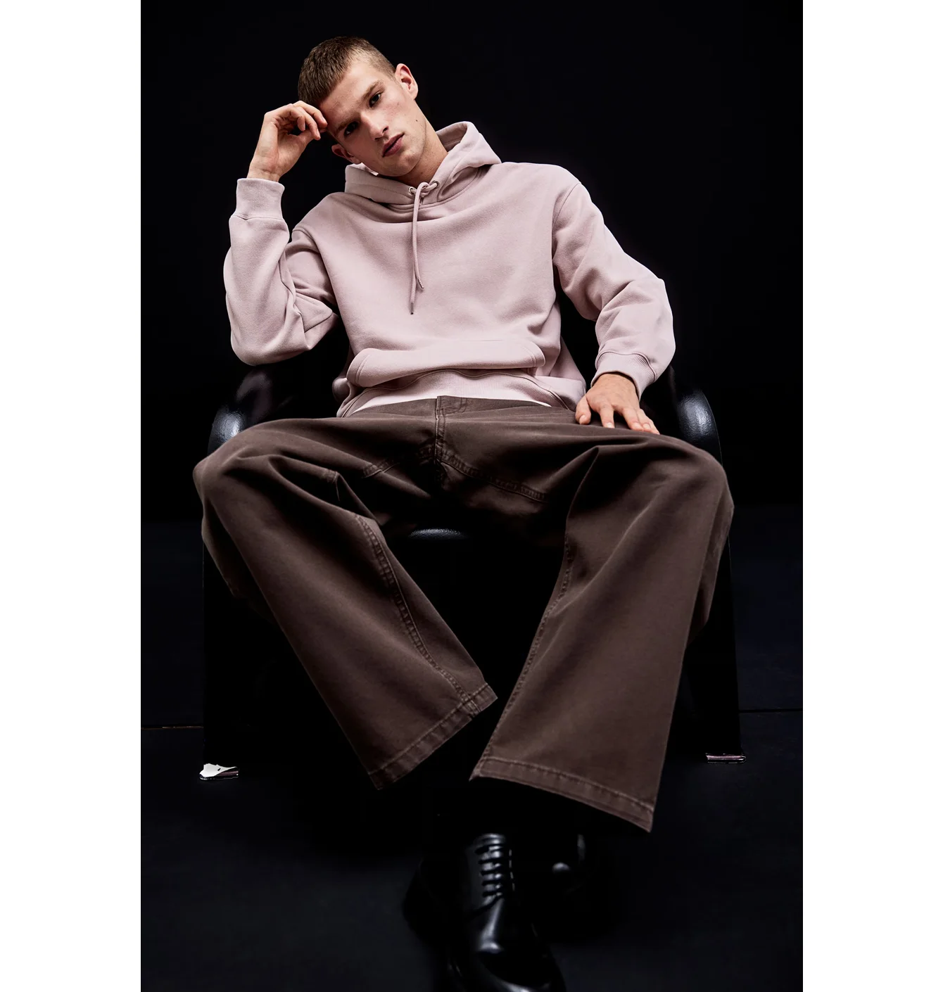 Худі чоловіче H&M Loose Fit Pink 0970819108