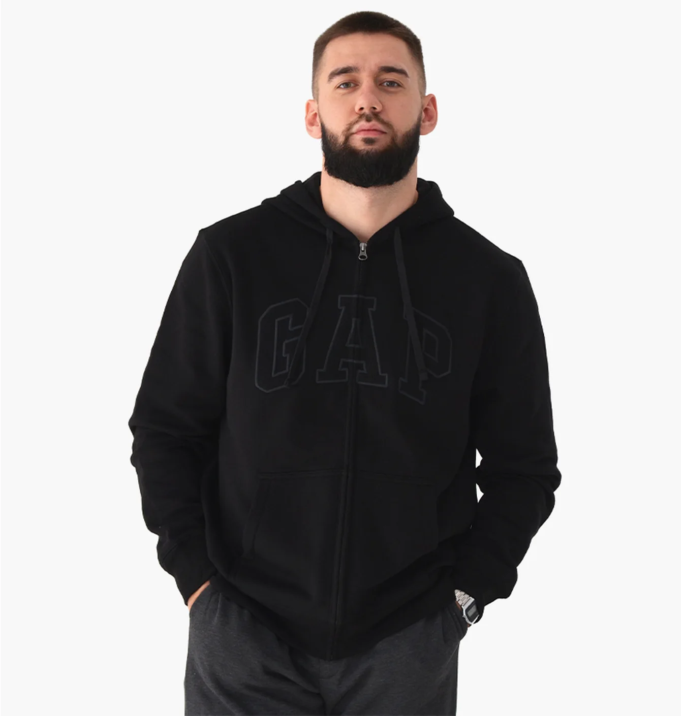 Толстовка чоловіча Gap Logo Zip Hoodie Black 218871171