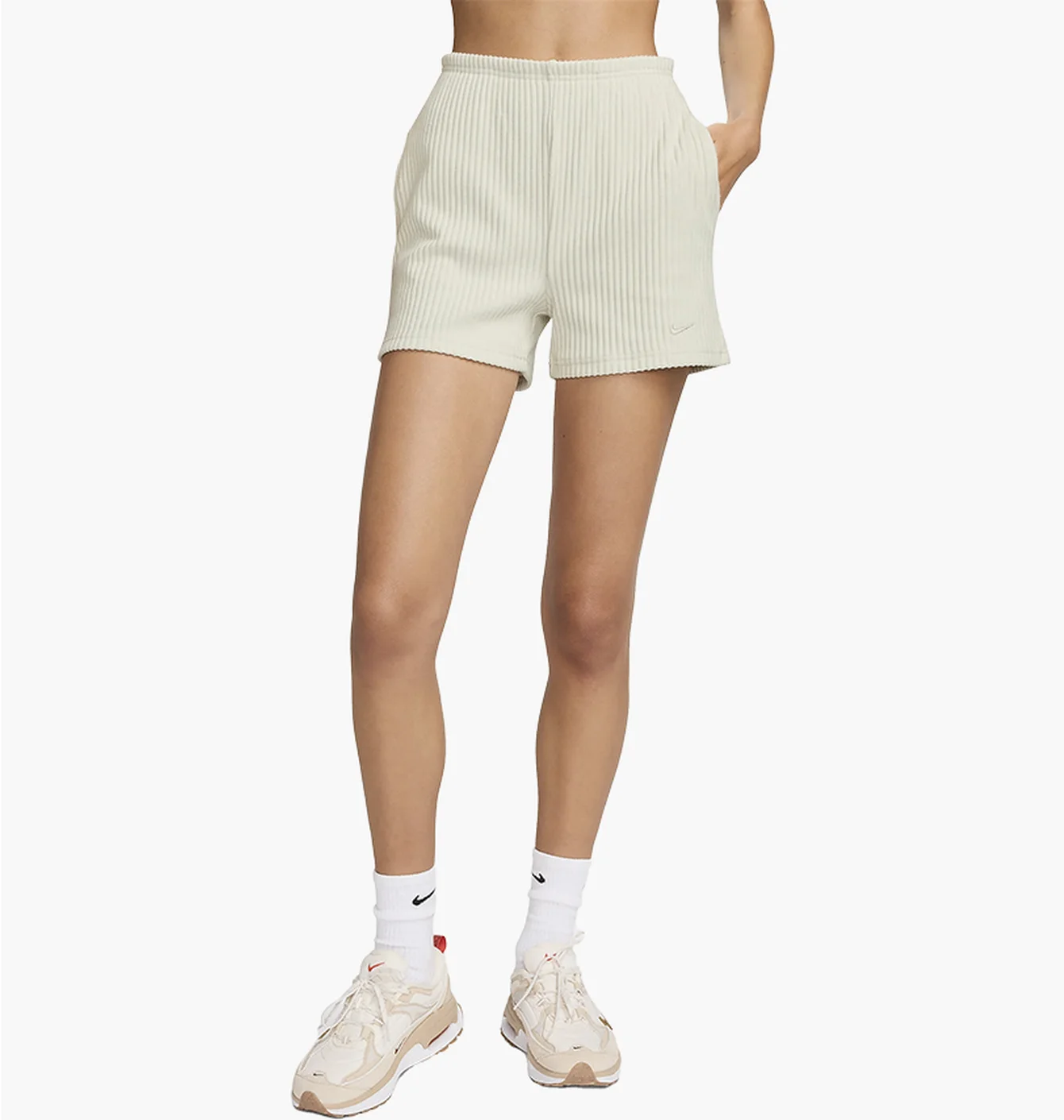 Шорти жіночі Nike Sportswear Chill Knit High-Waisted Slim 3 Ribbed Shorts Beige FN3674-104