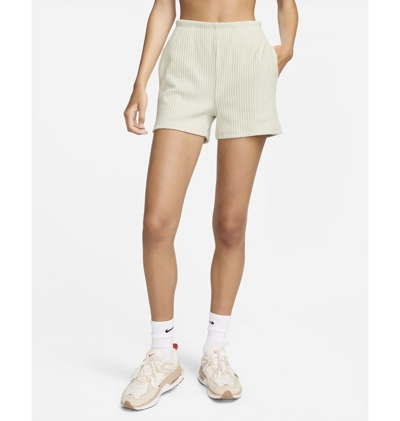 Шорти жіночі Nike Sportswear Chill Knit High-Waisted Slim 3 Ribbed Shorts Beige FN3674-104