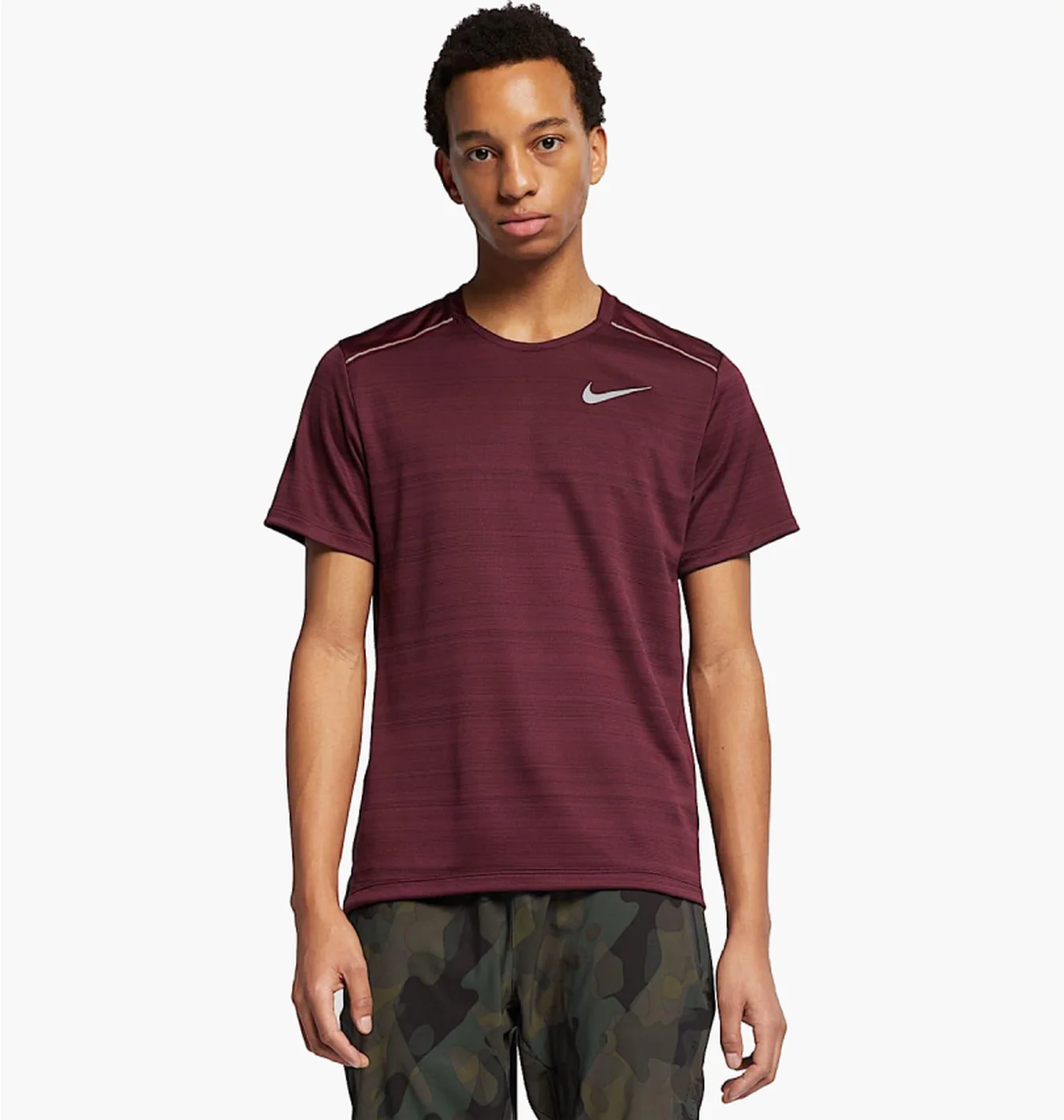 Футболка чоловіча Nike Dri Fit Miler Running Top Ss Bordo AJ7565-681