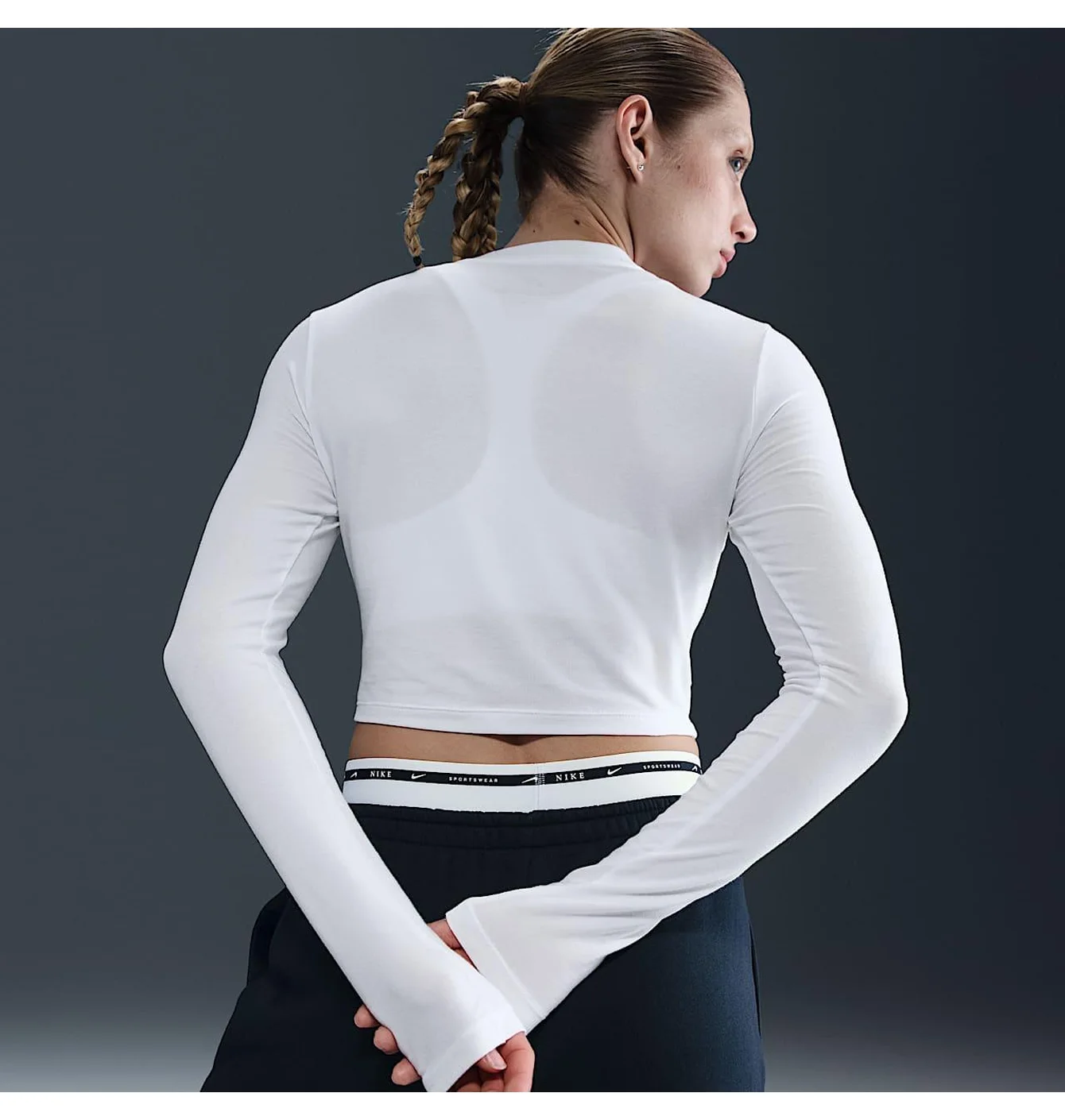 Лонгслів жіночий Nike Nsw Nk Chll Knt Ls Crp White HF5322-102