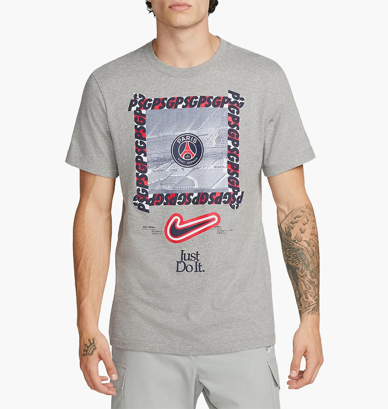 Футболка чоловіча Nike T-Shirt Psg M Nk New Dna Tee Grey FD1090-010