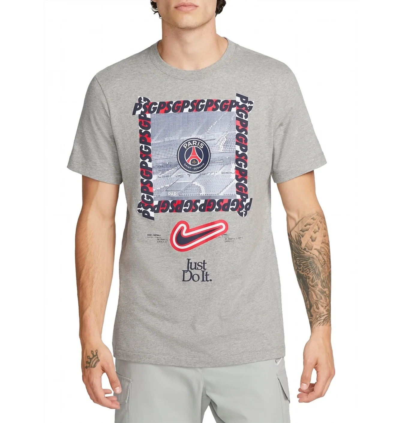 Футболка чоловіча Nike T-Shirt Psg M Nk New Dna Tee Grey FD1090-010