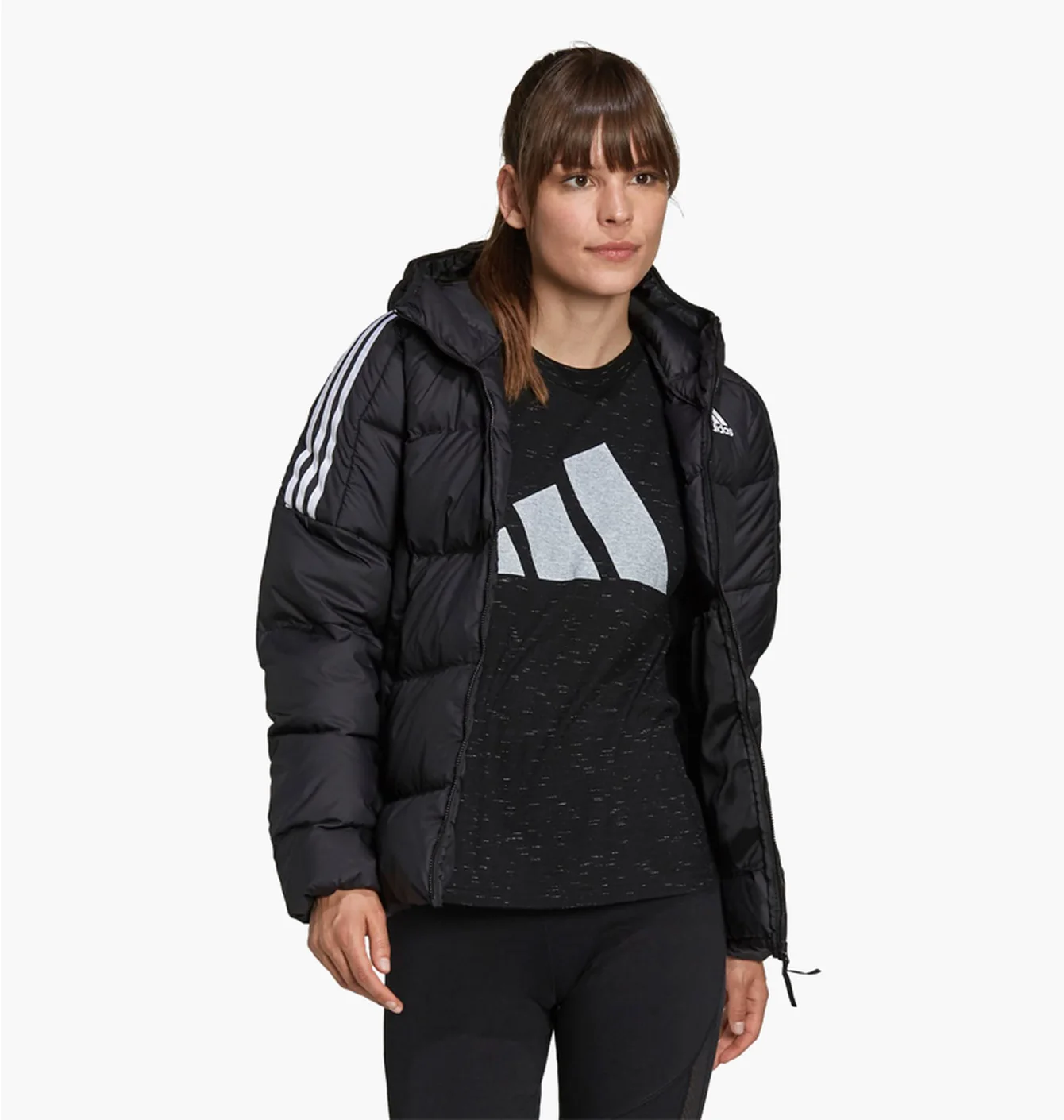 Куртка жіноча Adidas Essentials Midweight Down Hooded Jacket Black Gt9175