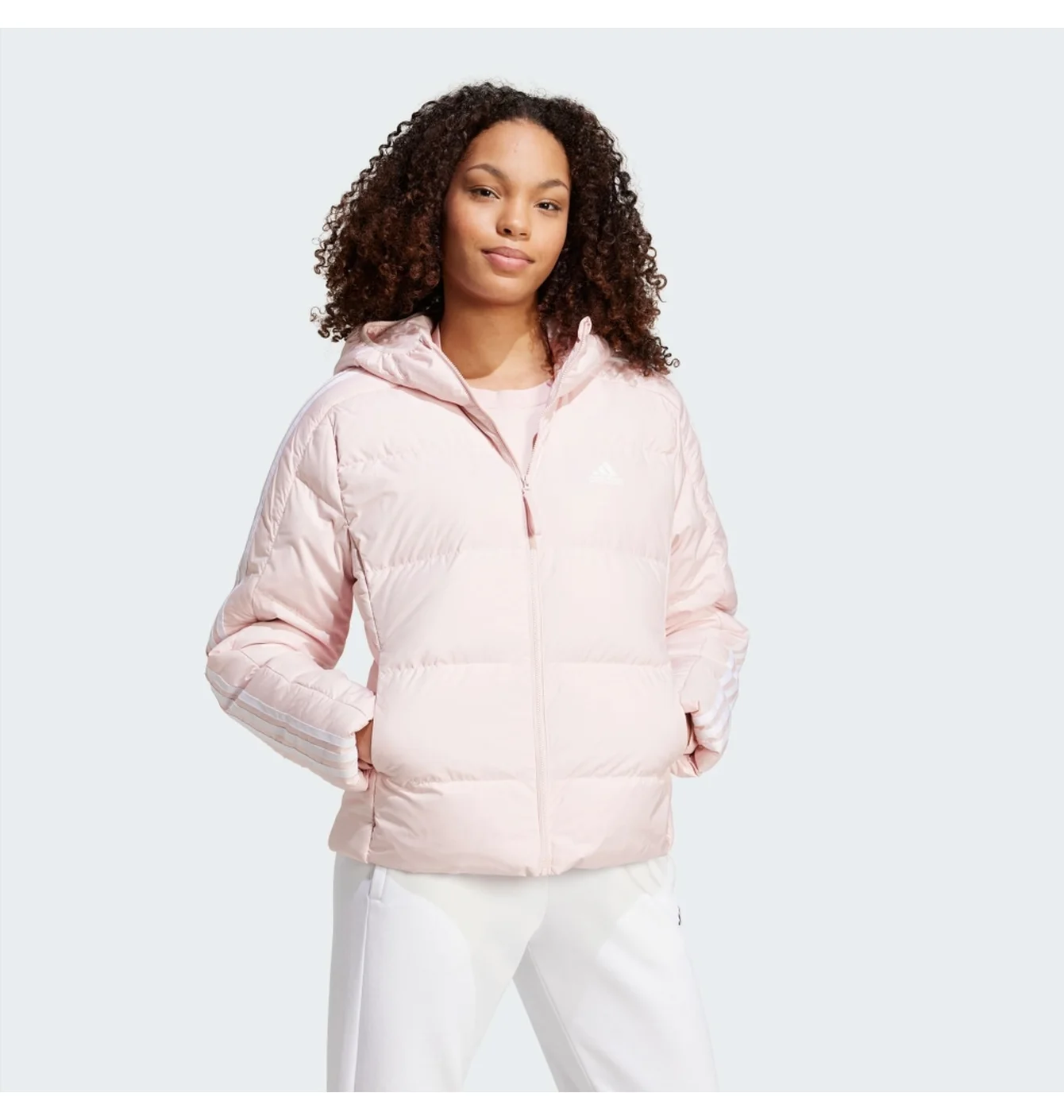 Куртка жіноча Adidas Essentials 3-Stripes Mid Down Hooded Jacket Peach IX8923