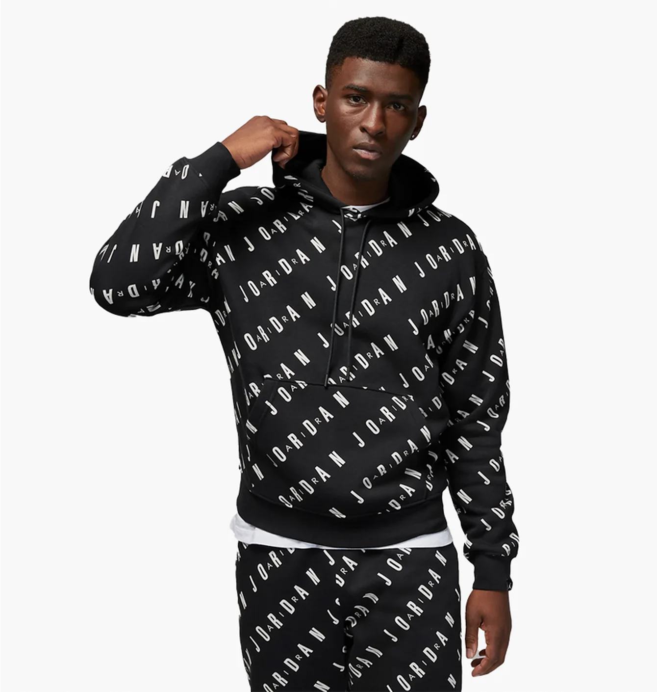 Худі чоловіче Air Jordan Essentials Allover Heritage Print Fleece Pullover Hoodie Black Dv7640-010