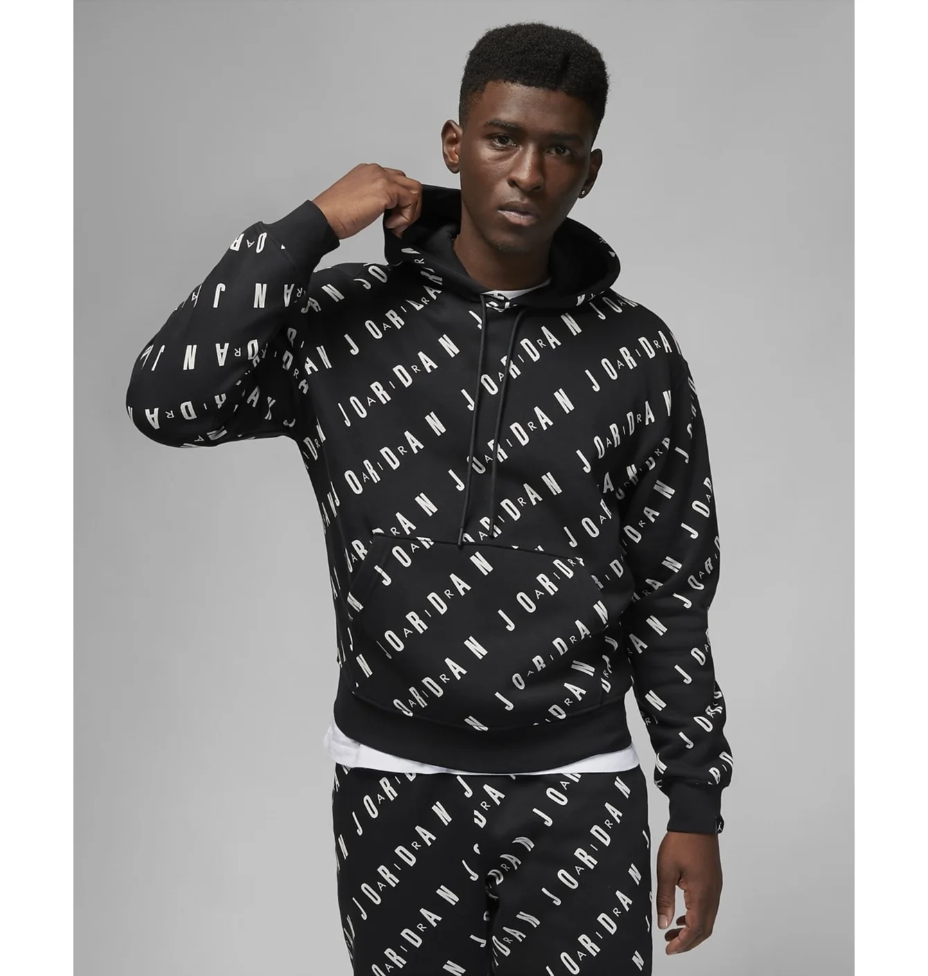 Худі чоловіче Air Jordan Essentials Allover Heritage Print Fleece Pullover Hoodie Black Dv7640-010