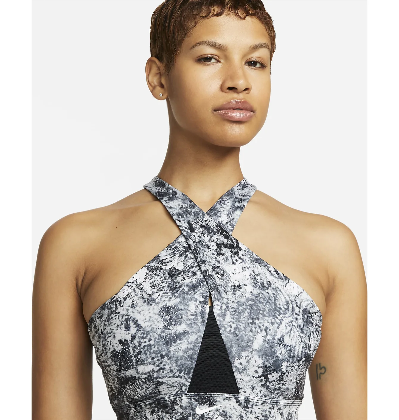 Топ жіночий Nike W Df Swsh Wrap Bra Aop Grey DX1778-010
