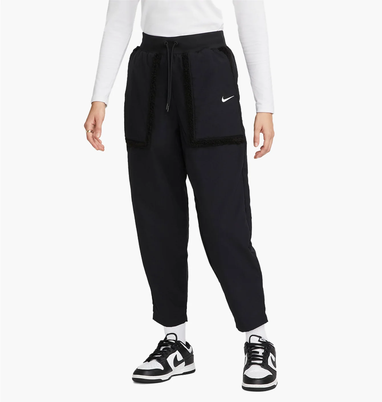 Штани жіночі Nike Sportswear Essential WomenS Woven High-Waisted Curve Pants Black DQ6809-010