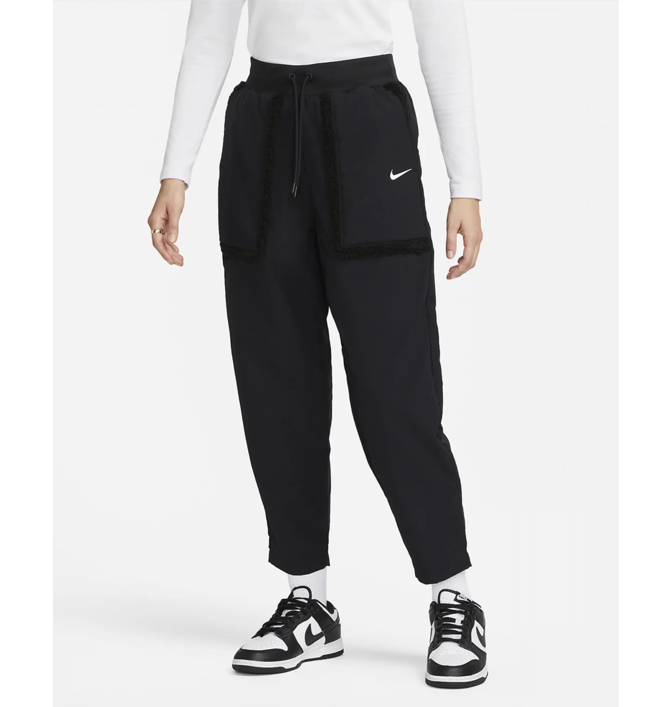 Штани жіночі Nike Sportswear Essential WomenS Woven High-Waisted Curve Pants Black DQ6809-010